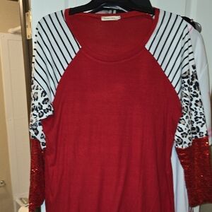 Red and Black Women's Top